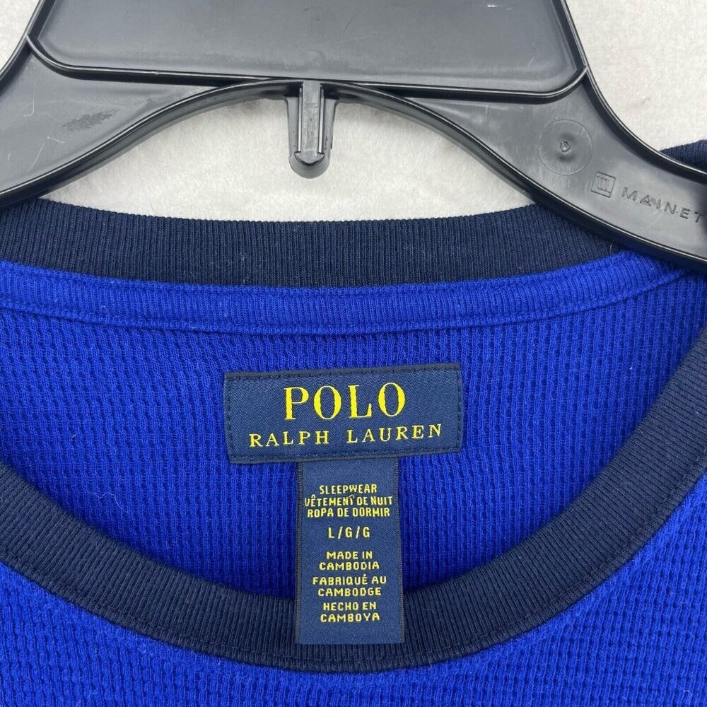 Polo Ralph Lauren Sleepshirt Men's L Blue Navy Colorblock Thermal Waffle Knit - Picture 11 of 13